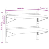 2-Tier Wall Shelf 75x40x60 cm Silver Stainless Steel 30312