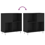 Record Cabinet Black Engineered wood, Iron 84.5x38x89 cm 831773