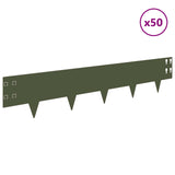 Lawn Edging 50 pcs 100 x 20 cm Steel Olive Green 8008589