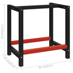 ZNTS Work Bench Frame Metal 80x57x79 cm Black and Red 147923