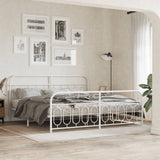 Metal Bed Frame without Mattress with Footboard White 200x200cm 377191
