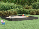 Sandbox with Seats Grey Square Solid Wood Pine 825039