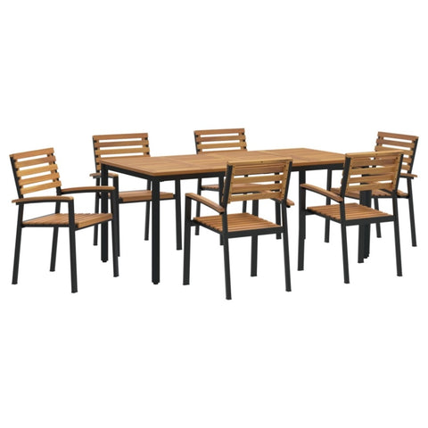 ZNTS 7 Piece Garden Dining Set Solid Wood Acacia and Metal 3284402