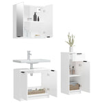 ZNTS 3 Piece Bathroom Cabinet Set High Gloss White Engineered Wood 3115872