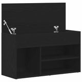 Shoe Bench with Shelf Black Oak 80 x 30 x 45 cm Engineered Wood 862703
