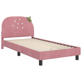 Children's Bed Frame with Headboard Pink 90 x 200 cm Velvet 42011068