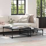 Coffee Table 2 pcs Black Oak Engineered Wood 881895