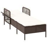 Sun Lounger Brown and Cream White 55 x 200 x 92 cm Poly Rattan 365426