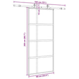 Sliding Door with Hardware Set Black 90x205 cm Tempered Glass 3375839