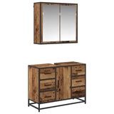 Bathroom Furniture Set with Door 2 pcs Old Wood Engineered Wood 3402429