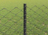 Chainlink Fence with Post 10 x 0.8 m PVC-Coated Steel Grey Mesh 3336267