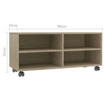 TV Cabinet with Castors Sonoma Oak 90x35x35 cm Engineered Wood 800183
