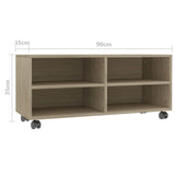 TV Cabinet with Castors Sonoma Oak 90x35x35 cm Engineered Wood 800183