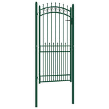 Fence Gate with Spikes Steel 100x200 cm Green 146387