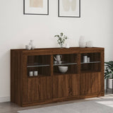 Sideboard with LED Lights Brown Oak 123x37x67 cm 3209064