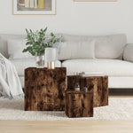 ZNTS Side Tables 3 pcs Smoked Oak Engineered Wood 815987