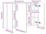 Bathroom Mirror Cabinet with Shelf Old Wood 80 x 14.5 x 70 cm 889109