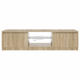 TV Cabinet with LED Lights Smoked Oak 140x40x36 cm 822681