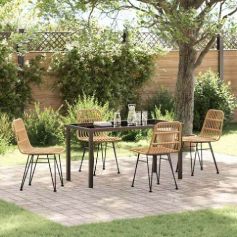 Garden Dining Set 5 pcs Brown Poly rattan 3379193