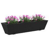 ZNTS Planters with hooks 2 pcs Black Poly Rattan 366404