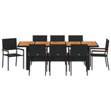 Garden Dining Set 9 pcs Black Poly Rattan 3365420