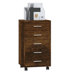 ZNTS Drawer Cabinet with Castors Smoked Oak Engineered Wood 342674