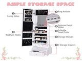 Jewellery Cabinet led, mirroir Cabinet Armoire Floor Standing Flip-over Makeup Shelf Organizer T3398P329553