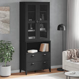 Highboard VIKEN Black 80x40x200 cm Solid Wood Pine 3207142