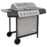 Gas BBQ Grill with 6 Burners Black and Silver 48553