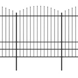 Garden Fence with Spear Top Steel 1781.5x200 cm Black 277757