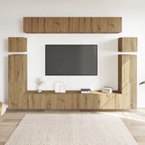 8 Piece TV Cabinet Set Wall-mounted Artisan Oak Engineered Wood 3329012