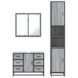 3 Piece Bathroom Furniture Set Grey Sonoma Engineered Wood 3301083