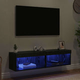 TV Cabinet Set 2 pcs Black Oak 60 x 30 x 30 cm Engineered Wood 882965