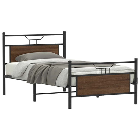 Bed Frame without Mattress Brown Oak 100x190 cm Engineered Wood 4106853