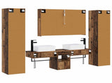 Bathroom Furniture Set 6 pcs Old Wood Engineered Wood and Glass 3407205
