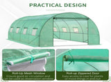 Walk-in Polytunnel Greenhouse, Outdoor Garden Tunnel Greenhouse Tent with Zipped Roll-Up Door and 8 T3398P317732