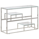 Console Table Silver Stainless Steel and Tempered Glass 350001