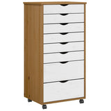 Rolling Cabinet with Drawers MOSS Honey Brown Solid Wood Pine 4015789
