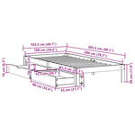 ZNTS Bed Frame with Drawers without Mattress Wax Brown 100x200 cm 3301964
