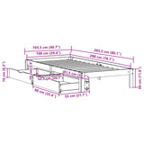 ZNTS Bed Frame with Drawers without Mattress Wax Brown 100x200 cm 3301964