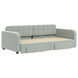 Daybed with Trundle&Drawers without Mattress Light Grey 90x190 cm 3197023