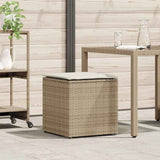 Cushion Box with Storage Beige 50 x 50 x 50 cm Poly Rattan 365412