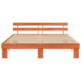 Bed Frame with Headboard Wax Brown 200 x 200 cm Solid Pine Wood 872430