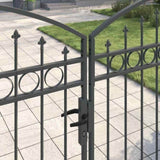 Fence gate with Lock Grey 400 x 150 cm Steel 42008943