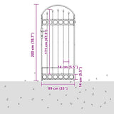 Fence Gate Grey 89 x 200 cm Steel 42008886