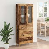 Highboard Old Wood 69.5 x 34 x 180 cm Engineered Wood and Glass 3415775