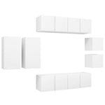 8 Piece TV Cabinet Set White Engineered Wood 3078704