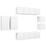 8 Piece TV Cabinet Set White Engineered Wood 3078704