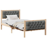 Bed Frame with Headboard Dark Grey 90 x 190 cm Solid Pine Wood 878435