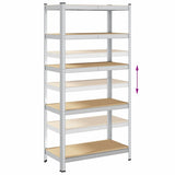 5-Layer Heavy-duty Shelves 2 pcs Silver Steel&Engineered Wood 3307596